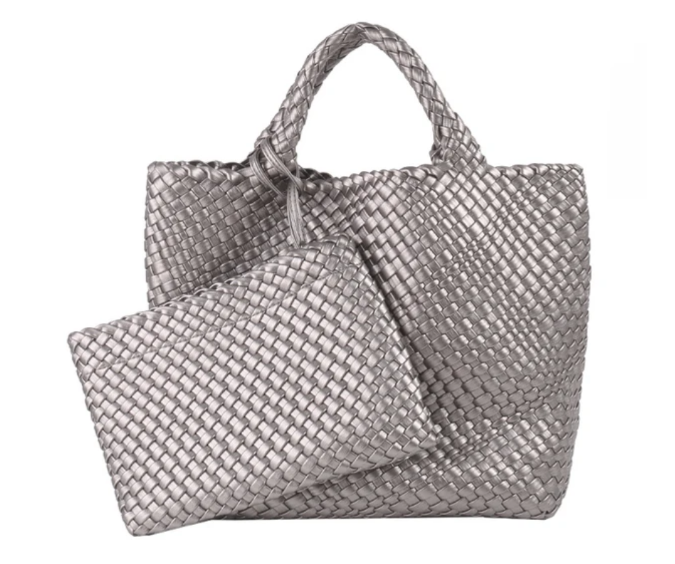 Women PU Leather Knitting Handbag Lady Fashion Classic Tote Female Quality Hand-woven Basket Shoulder Bag Messenger with Purse 24Hr Smart